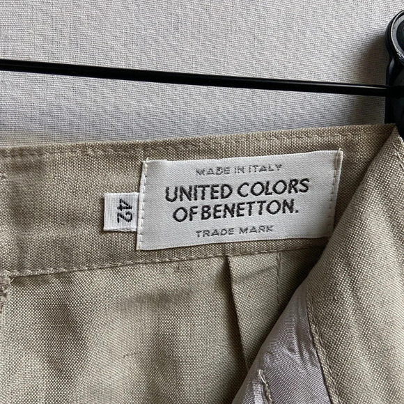 United  Colours of Benetton Made in Italy Linen blend high waisted pants Sz 42 - Picture 6 of 11